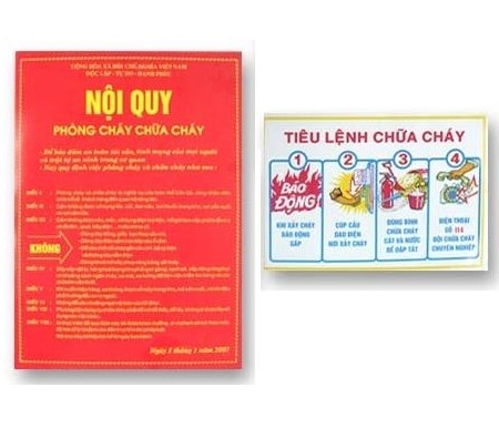 Bảng Nội quy, Tiêu lệnh chữa cháy