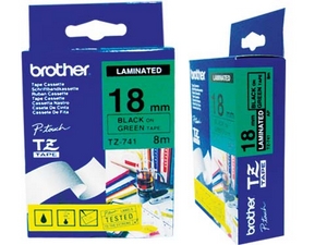 nhan brother tz741 black on green  chu den nen xanh  la rong 18mm