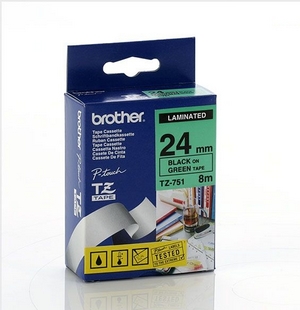 nhan brother tz751 black on green  chu den nen xanh  la rong 24mm